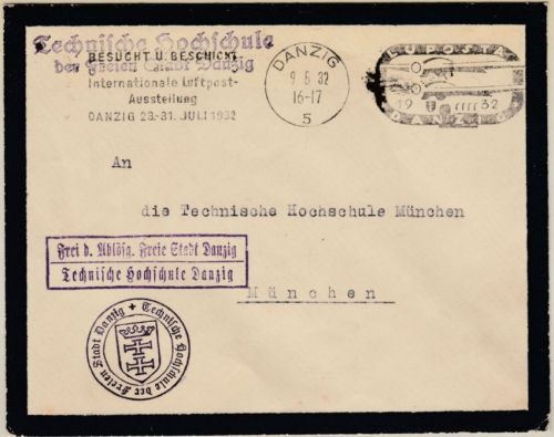 Danzig - Danzig 5 Luposta-Masch.stpl. Brief/Frei d. Ablösung (Techn. Hochschule)