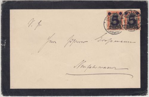 Danzig - 5/30 Pfg. Germania Überdruck Trauerbrief Langfuhr - Neufahrwasser 1921