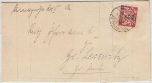 Danzig - 2 Mio./10.000 M. Wappen Brief Tiegenhof - Gr. Lesewitz 5.10.23