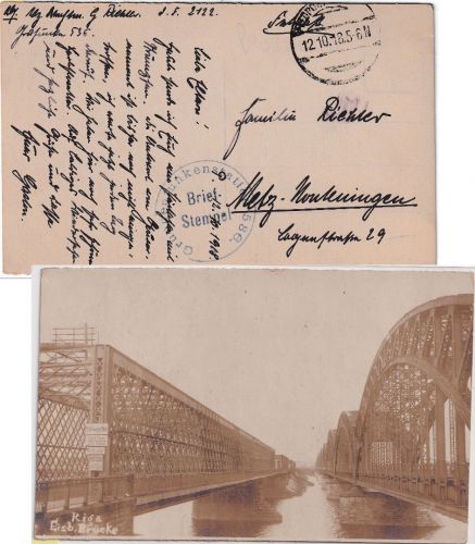Postgebiet Ob.Ost - Gruppenfunkenstation 536 Feldpostkarte (AK Riga) 1918 n Metz
