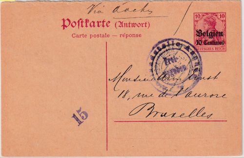 LP Belgien - 10 C. Germania Ganzsache A-Teil Den Haag - Brüssel 30.3.16