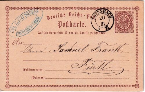 DR/Bayern - 1/2 Gr. Brustschild Ganzsache nachv. sächs. K2 Ebersbach 20.III 74