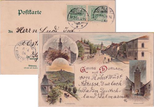 DR - Durlach 1904 Mehrbild-Farblitho n. CHINA (Syfang)
