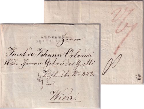 Bayern/Österreich - Augsburg 22. JUL 1822 Grenzfrankobrief n. Wien