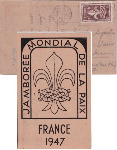 Frankreich - 5 Fr. Pfadfindertreffen Sonderkarte n. Strassburg 1947 Masch.SST