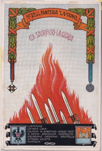 Italien - 33 Reggimento Fanteria Brigata Livorno farb Militaria-AK ca. 1935