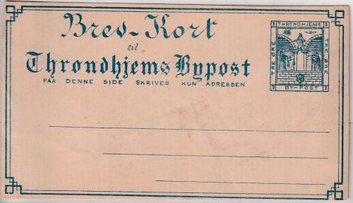 Norwegen - Trodheim Stadtpost 3 Ö. Ganzsache ungebraucht