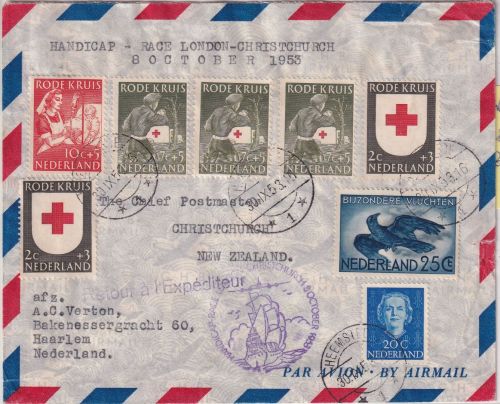 Niederlande - Handicap-Race London Christchurch/NZ Zuleitungspost Heemstede 1953