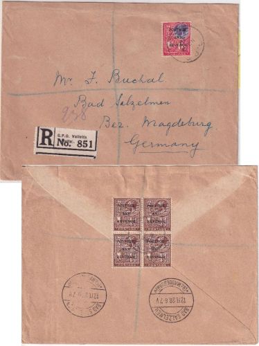 Malta - 6+4x 1/4 P. Geroge V. Einschreibebrief Valetta - Bad Salzehmen 1928