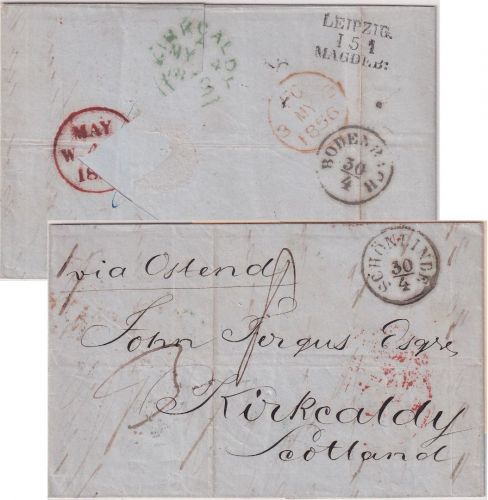 Österreich/Scotland - Schönlinde 30/4 K1 Portobrief n. Kirkcaldy 1856