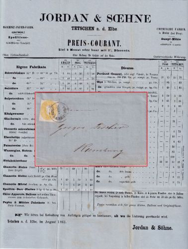 Österreich/Bayern - 2 Kr. 3. Ausgabe Drucksachenbrief K1 Tetschen Nürnberg 1861