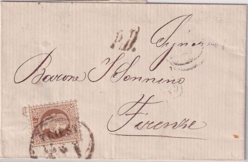 Österreich - 15 Kr. Ausgabe 1867 Brief n. ITALIEN Triest - Florenz 1869