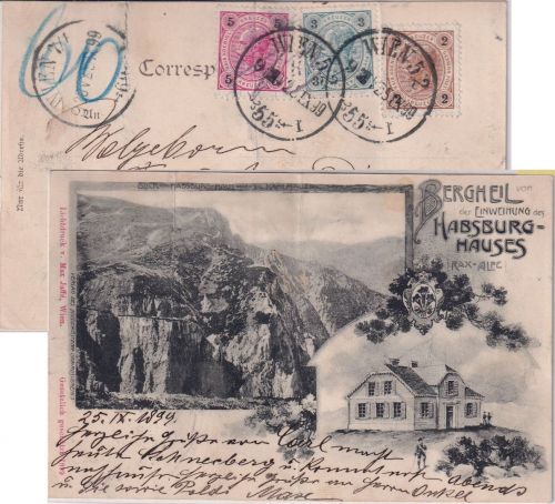 Österreich - 2+3+5 Kr. Franz-Joseph Orts-Rohrpostkarte Wien 52/55 1899