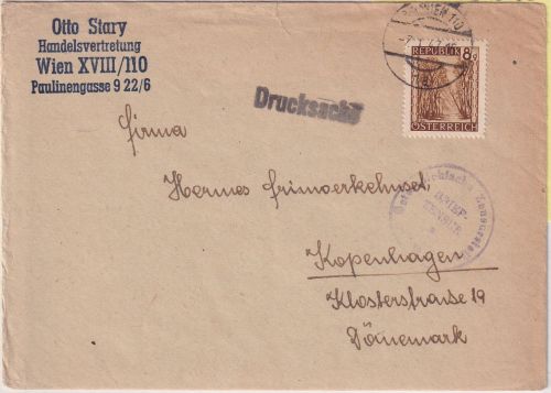 Österreich - 8g Landschaften Drucksache n. DÄNEMARK Wien - Kopenhagen 1947