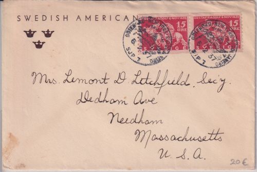 Schweden - SJP 7 Göteborg New York Rio de Janeiro M/S Gripsholm Brief n USA 1937