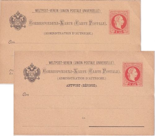 Österreich/Levante - 5/5 So. Ganzsache/Doppelkarte ungebraucht "ohne Stern"