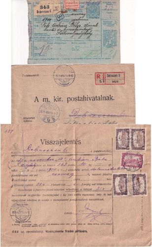 Ungarn - Debreczen 1921 Nachnahme-Paketkarte + Portonachforderung RRR!