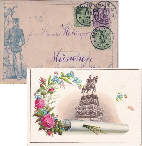 DR - 5+2x3 Pfg. Ziffer illustr. Brief mit Glückwunschkärtchen Berlin C2 1.1.89