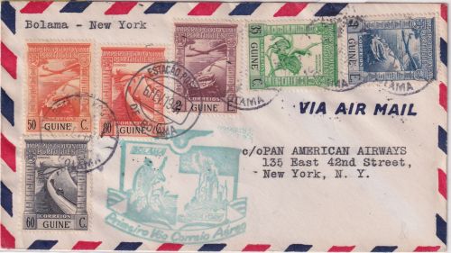 Portug. Guinea - PANAM Erstflug Bolama - New York Luftpostbrief 1941