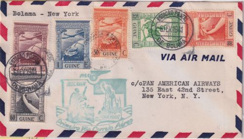 Portug. Guinea - PANAM Erstflug Bolama - New York Luftpostbrief 1941