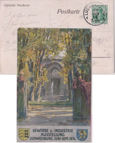 DR - Gewerbe- u. Industrie-Ausstellung Ludwigsburg 1914 5 Pfg. Privatganzsache