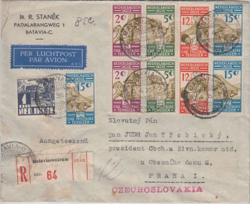 Niederl. Indien - Chr. Militaire Tehuizen 1935 2x Satz u.a. Lupo-R-Brief Batavia