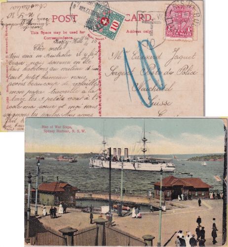 New South Wales - 1 P. Wappen Karte i.d. SCHWEIZ Rooty Hill -1912 Nachporto