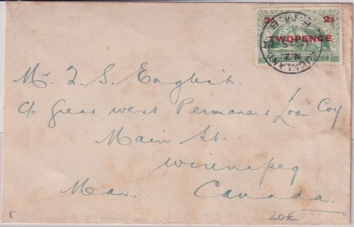 Neuseeland - 2 P./ 1/2 P. Freimarke/Überdruck Brief n. KANADA Auckland 1922