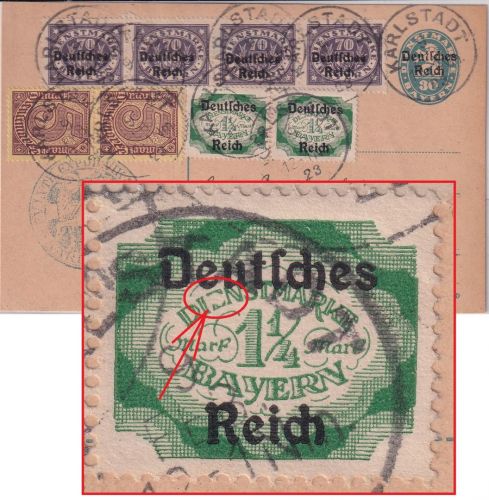 DR-Infla - 30 Pfg. By-Abschied/DR Ganzsache+Zusatz Karlstadt - Würzburg 9.2.23
