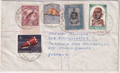 Neuguinea/PNG - 2 Sh. Paradiesvogel u.a. Brief Malabunga - Königslutter 1971