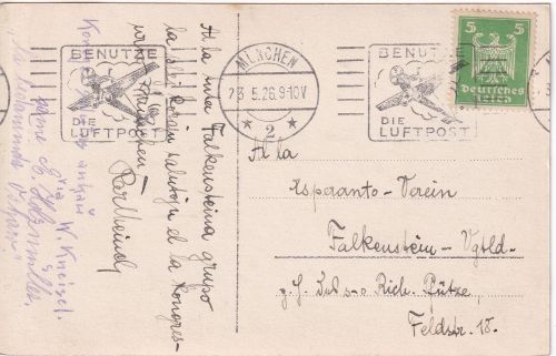 DR - München 1926 Esperantokongress Karte (Teilnehmerunterschriften)