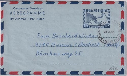 PNG - 10 C. Ganzsache/Aerogramme Kokopo - Mussum 1965