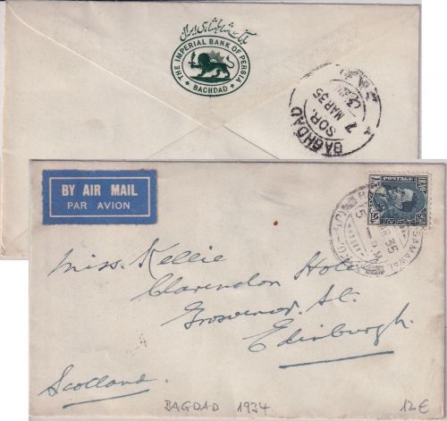Irak - 15 F. Ghasi I. Luftpostbrief n. SCOTLAND Baghdad - Edinburgh 1935