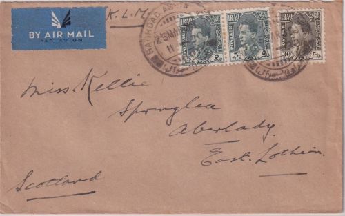 Irak - 30+2x5 F. Ghasi I. Luftpostbrief n. SCOTLAND Baghdad - Aberlady 1938