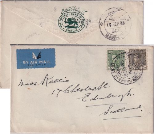 Irak - 30+3 F. Ghasi I. Luftpostbrief n. SCOTLAND Baghdad - Edinburgh 1935