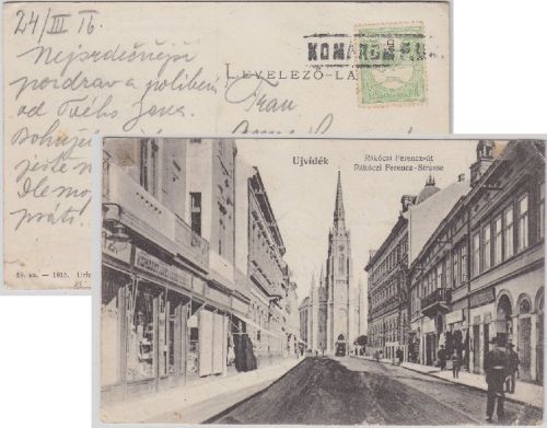 Ungarn/Serbien - Komarom Stations-L1 Ansichtskarte Ujvidek n. Kuttenthal 1916