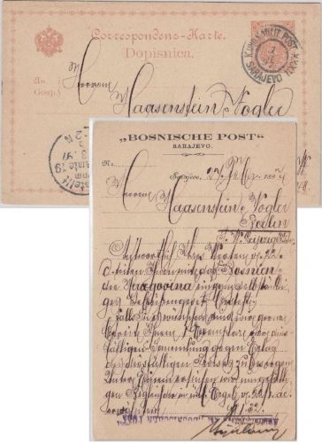 Bosnien - 2 Kr. Ganzsache priv. Zudruck "Bosnische Post" Sarajewo Berlin 1897