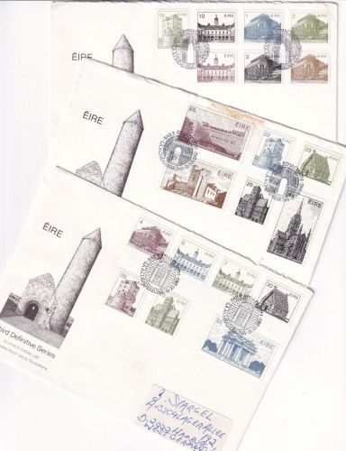 Irland - Dauerserie Freimarkenausgabe 1983 Satz a. 3 Schmuck-FDC