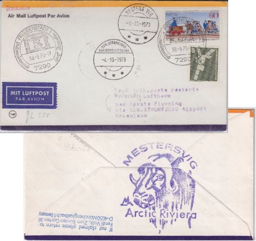 Grönland - 1st-Flug Mesters Vig - Stromfjord Zuleitungspost Freudenstadt 1979