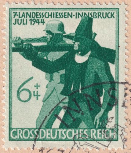 DR - 6 Pfg. Tiroler Landesschießen Plattenfehler 897II Briefstück SST Innsbruck