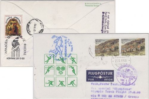 Island - Korean Air Sonderflug Olympiade Zuleitungspost Athen - Seoul 1988