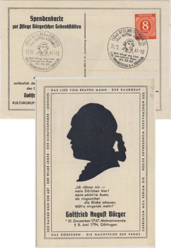 Kontrollrat - Molmerswende ü. Wippra 1947 Sonderkarte 200. Geb. Bürgers