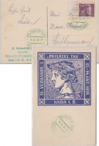 Tschechoslowakei - Haida 1934 15. Verbandstag d. Dt. Philatelistenverbandes