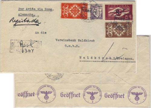 Portugal - 1 E Port. Legion u.a. Luftpostbrief Einschreiben Lissabon 1940 Zensur