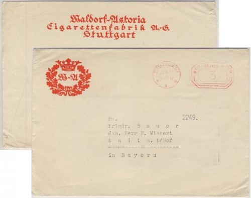 DR - 3 Pfg. PFS, DrsBf. (Waldorf Astoria Zigaretten) Stuttgart - Naila 1936