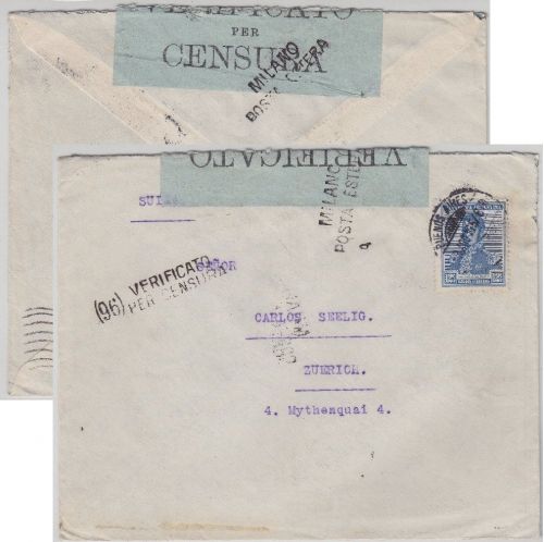 Argentinien - Buenos Aires 1916 Zensurbrief i.d. SCHWEIZ, ital. Zensur Milano