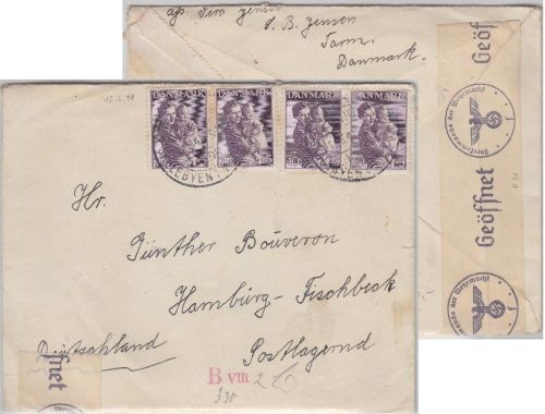 Dänemark - 4x10 Ö. Kinderhilde Zensurbrief Tarm Hamburg/postlagernd 1941 Inhalt