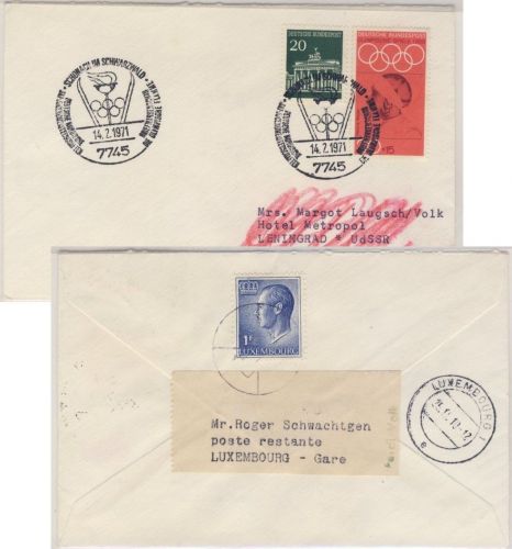 BRD - Postkrieg 20 Pfg. Brandenburg Tor Brief i.d. UDSSR SST Schonach 1971