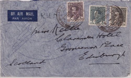 Irak - 30+5+4 F. Ghasi I. Luftpostbrief n. SCOTLAND Baghdad - Edinburgh 1937