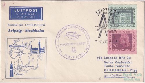 DDR - Interflug Erstflug Leipzig Stockholm 1960